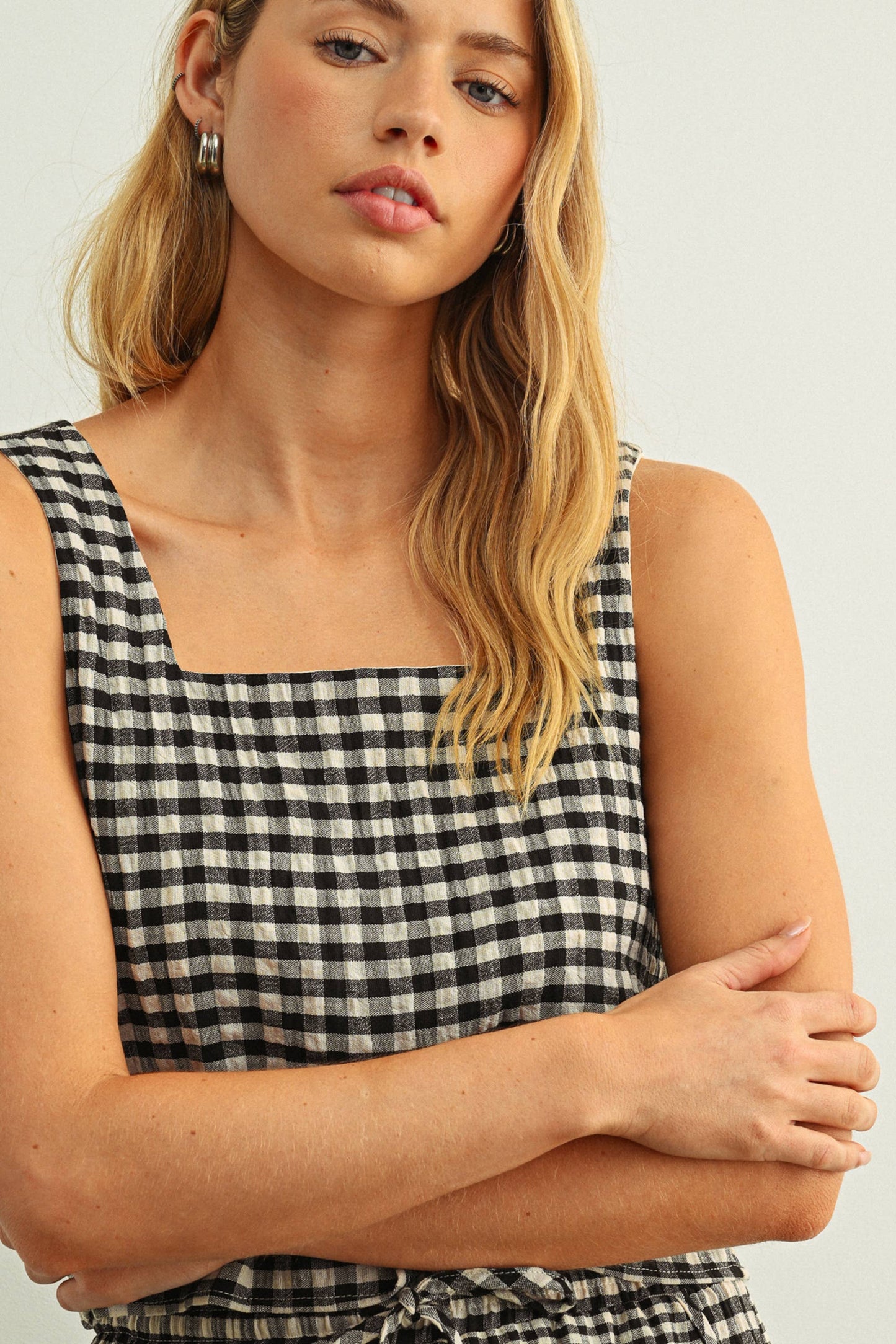 Jillian Gingham Sleeveless Top