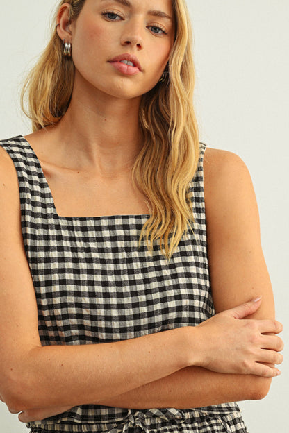 Jillian Gingham Sleeveless Top