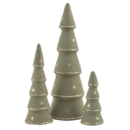 Santa Barbara Design Studio by Creative Brands - Paper-Mache Tree - Forest Fog Gold Stars - Set of 3