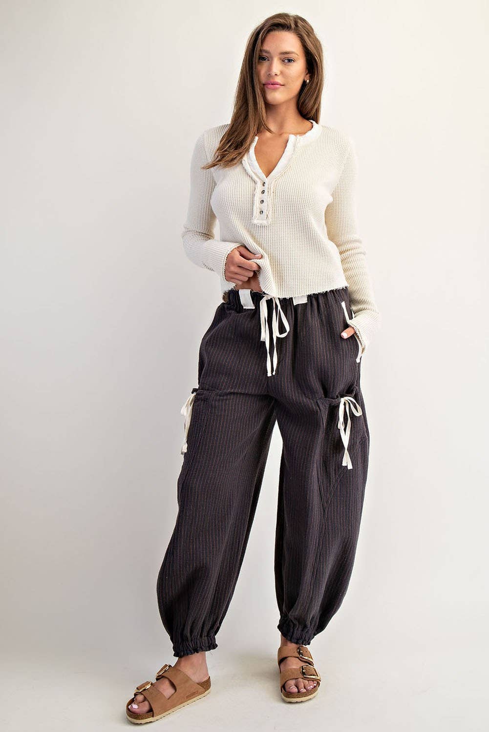 Clara Striped Drawstring Jogger Pants