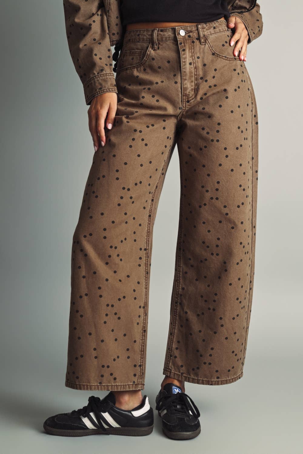 Colbie Polka Dot Denim Pants - Ecru