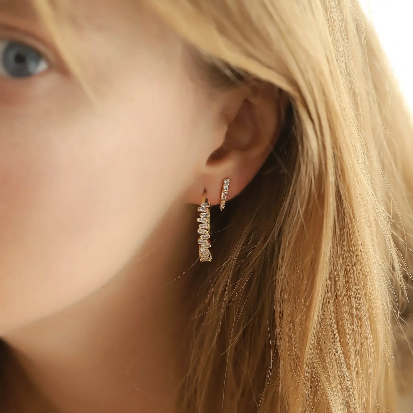 Tai Jewelry - Baguette & Round CZ Spike Studs