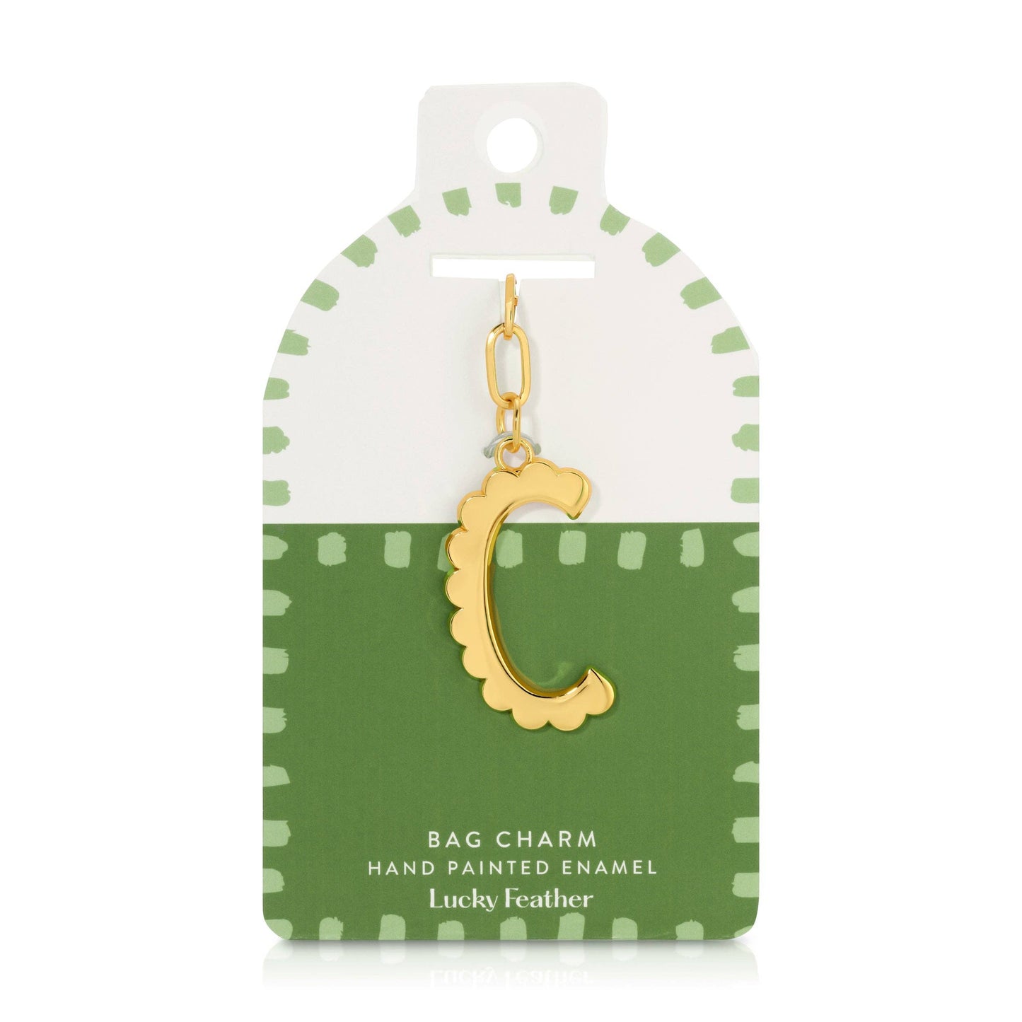 Lucky Feather - Enamel Bag Charm / Keychain - Letter - C