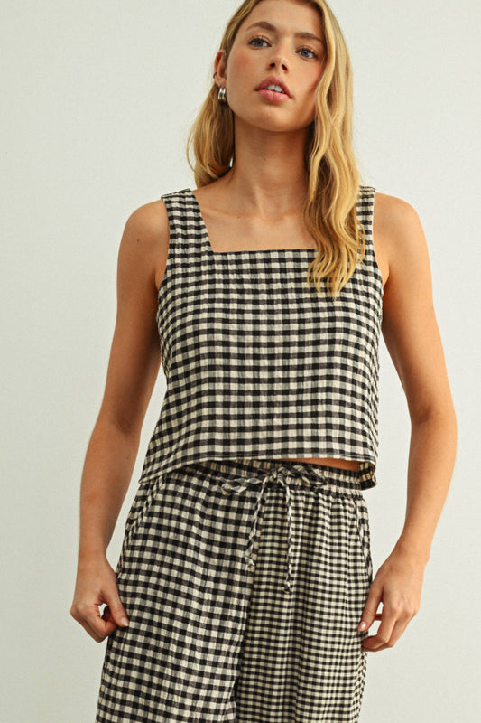 Jillian Gingham Sleeveless Top
