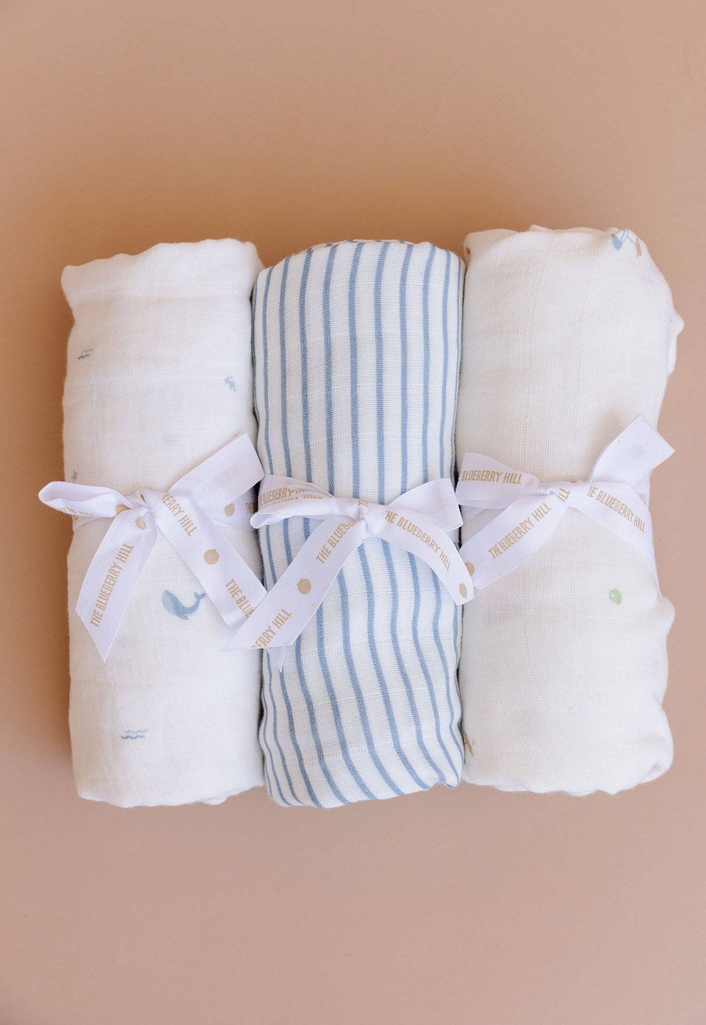 The Blueberry Hill - Muslin Swaddle Nautical Ocean Baby Organic Whale Crab Gift