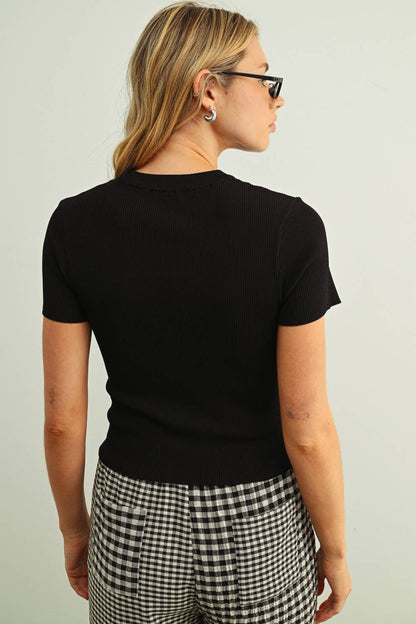 Gretchen Essential Classic Short Sleeve Rib Top
