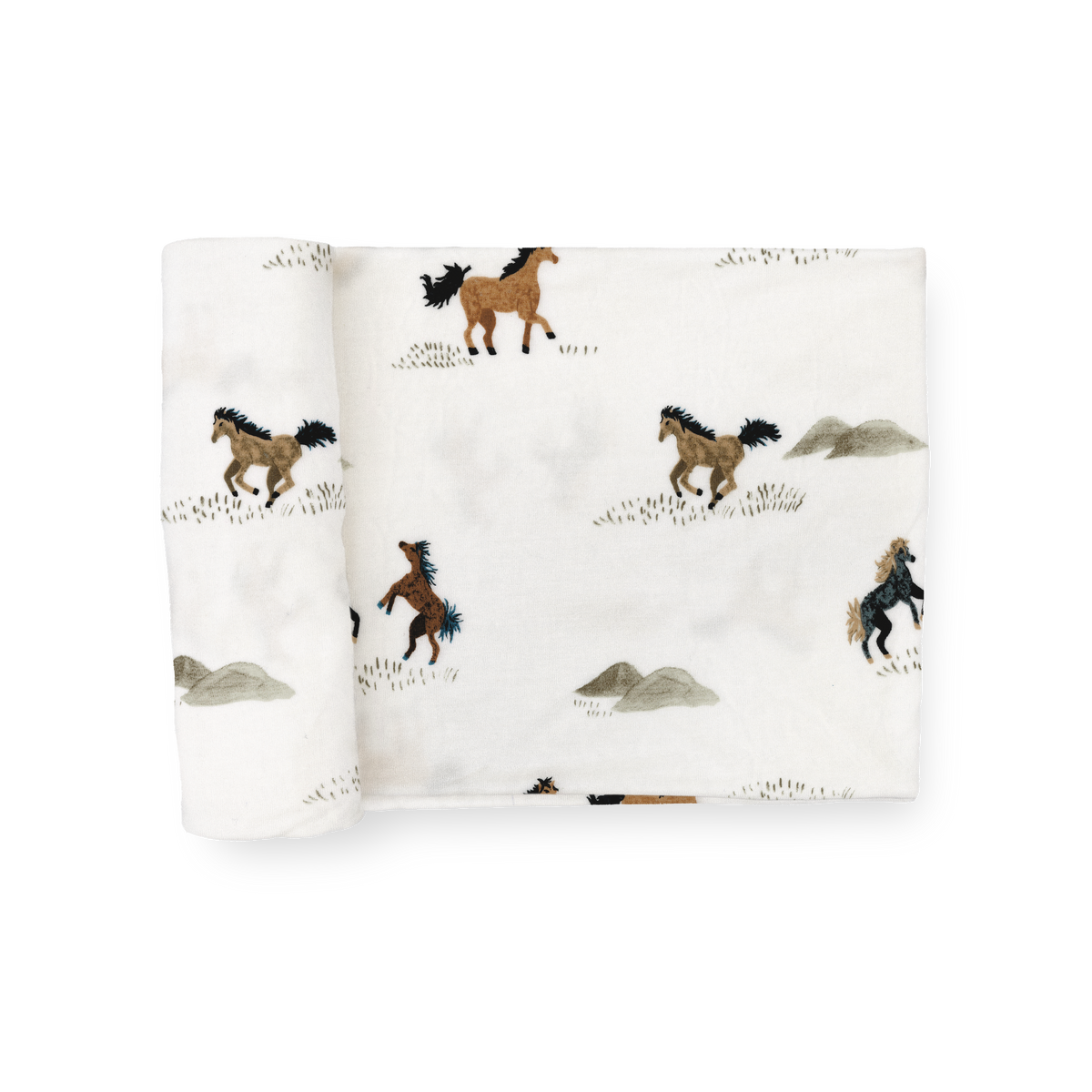 Little Unicorn - Stretch Knit Swaddle Blanket - Wild Horses