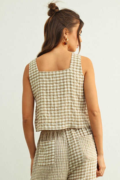 Jillian Gingham Sleeveless Top
