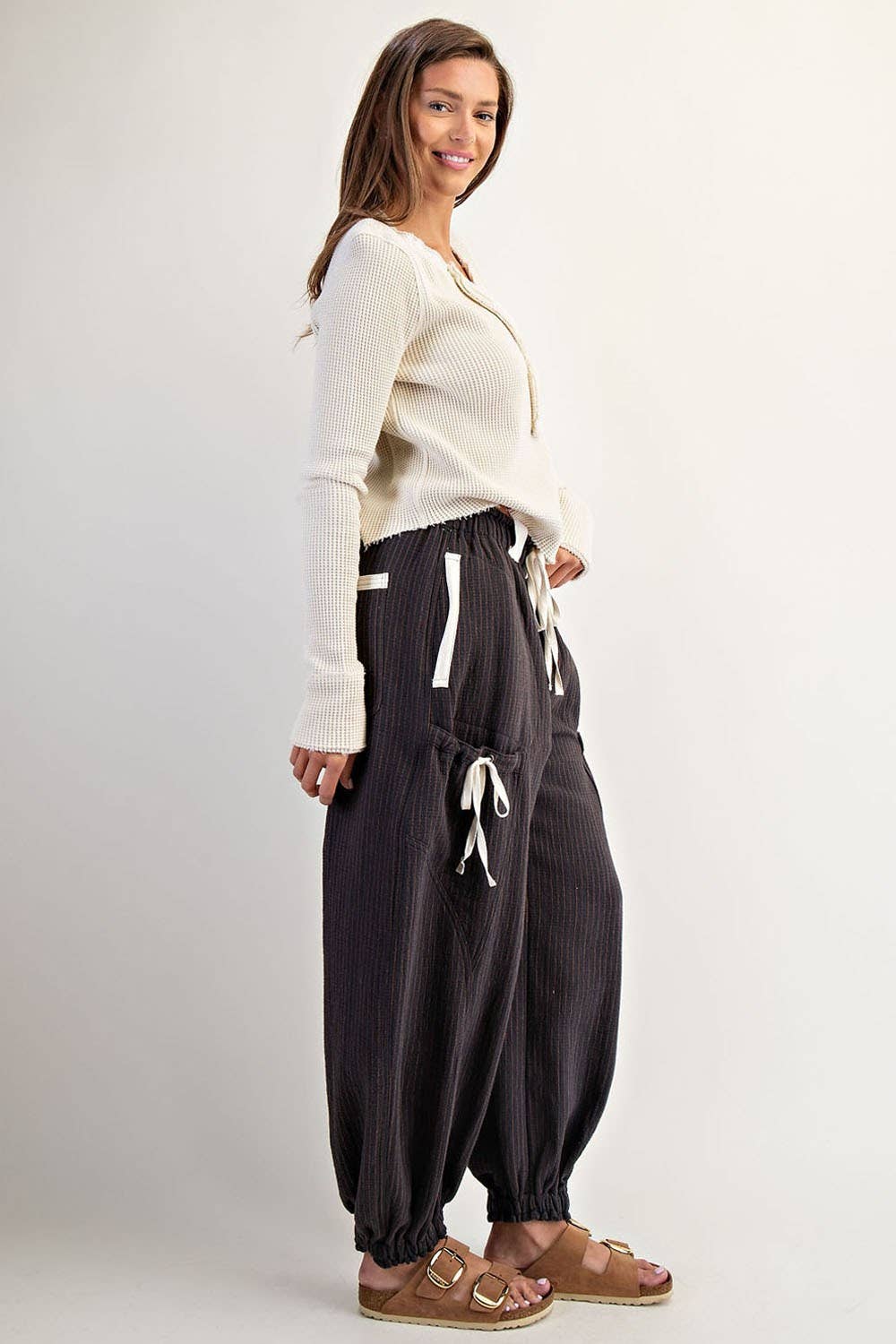 Clara Striped Drawstring Jogger Pants