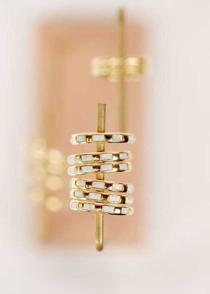 JaxKelly - Gold Rings -  White Opal Inset Baguette