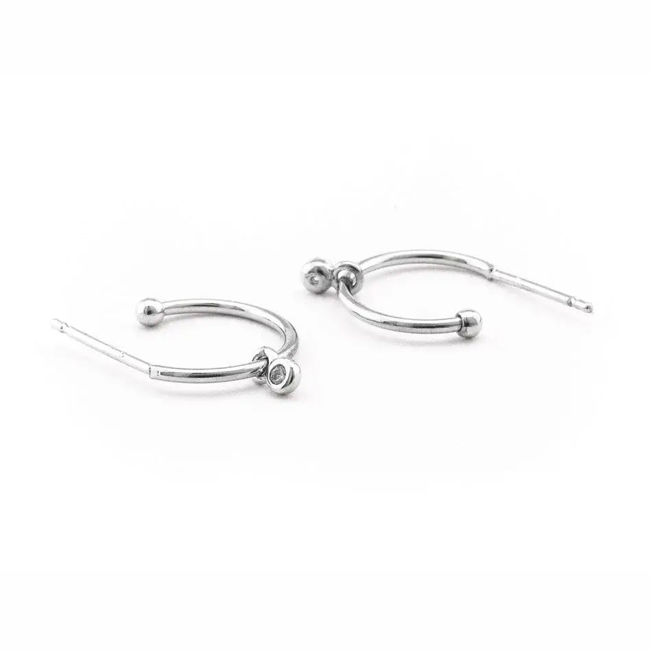 Tai Jewelry - Small Hoop Earrings with 1 CZ Charm