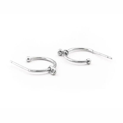 Tai Jewelry - Small Hoop Earrings with 1 CZ Charm