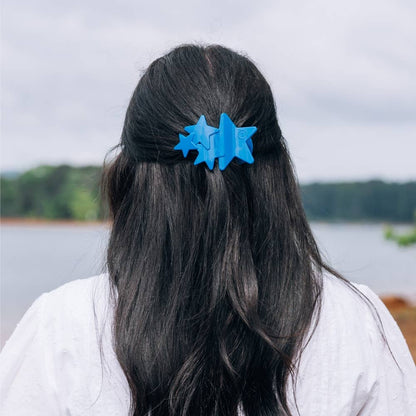 TELETIES - Flat Hair Clip | Medium | Blue Shooting Star