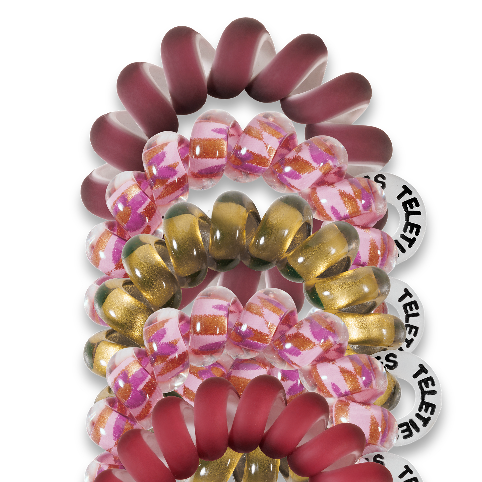 TELETIES - Spiral Hair Coils | Tiny | Burgundy Bliss Hair Ties