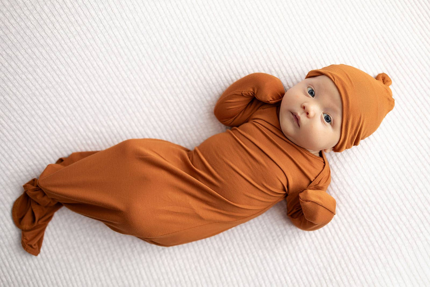 Three Little Tots - Saddle Longhorn Orange Western Knotted Newborn Baby Gown