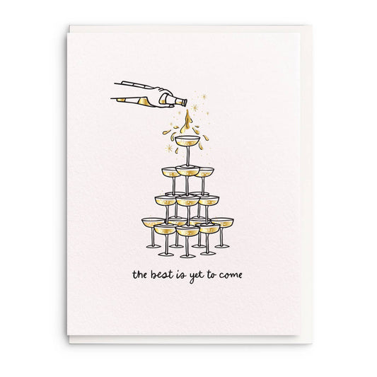 Dahlia Press - Champagne Tower, Letterpress and Foil Wedding Greeting Card