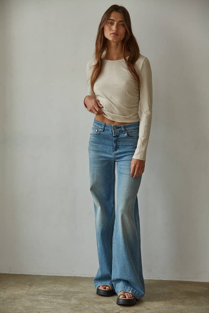 By Together - RJ3537 | Knit Rayon Spandex Ribbed Round Neck Long Sleeve