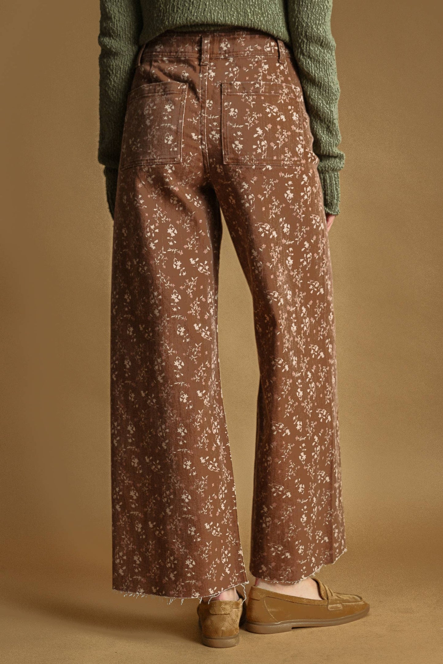 Tessa Floral Print Pants - Toasted Vanilla