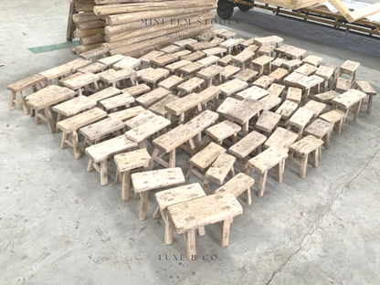 Vintage Small Wooden Stool Old Rustic Elm Wood Display Riser