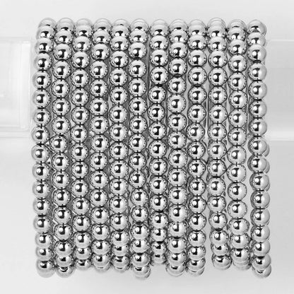 Splendid Iris - Classic Beaded Stretch Bracelets: Gold / 4mm