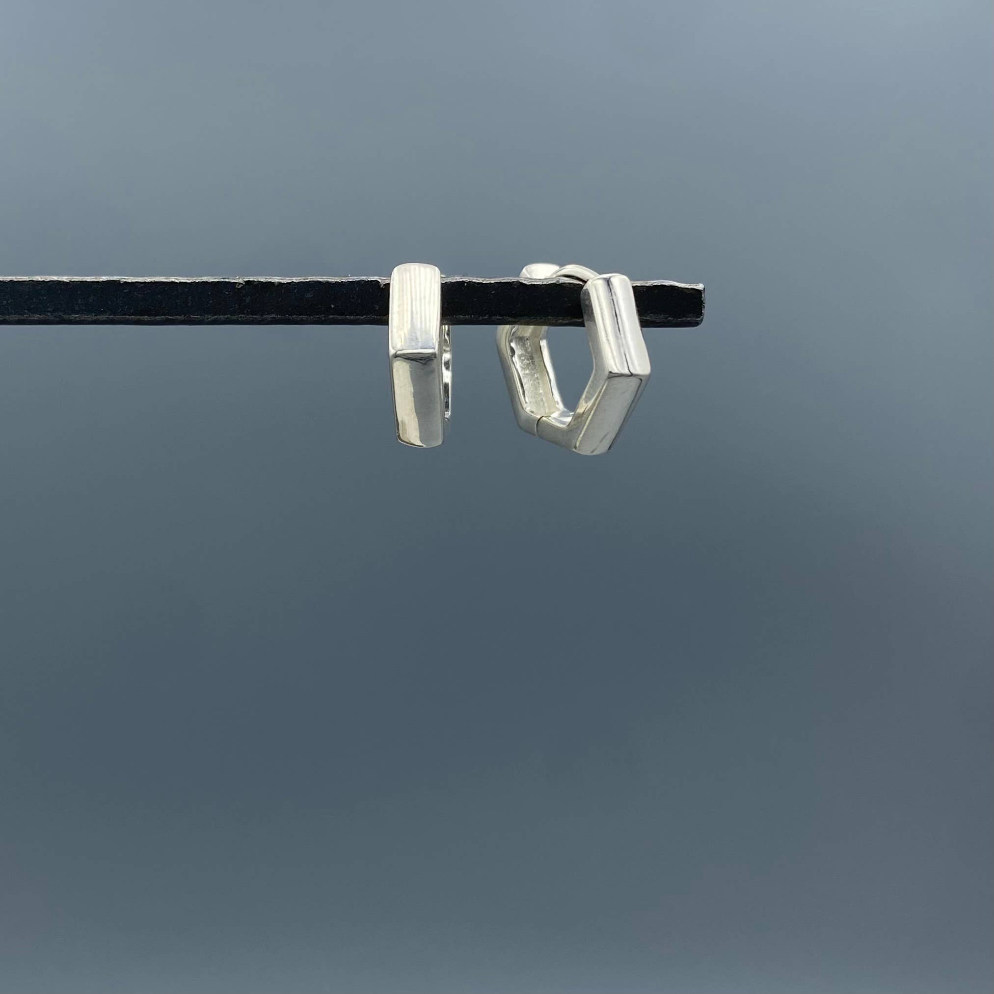 Something Silver - Hexagon Hinged Clicker Hoops