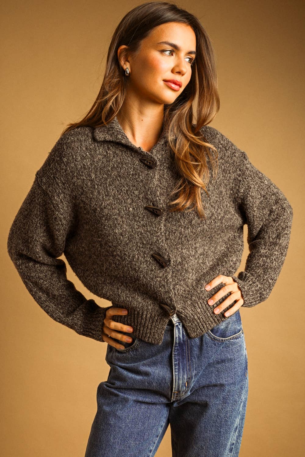 Frankie Cardigan Sweater w/ Toggle Closure - Oatmeal
