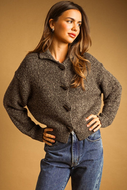 Frankie Cardigan Sweater w/ Toggle Closure - Oatmeal
