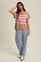 Wishlist Apparel - STRIPED DROP SHOULDER SWEATER TOP