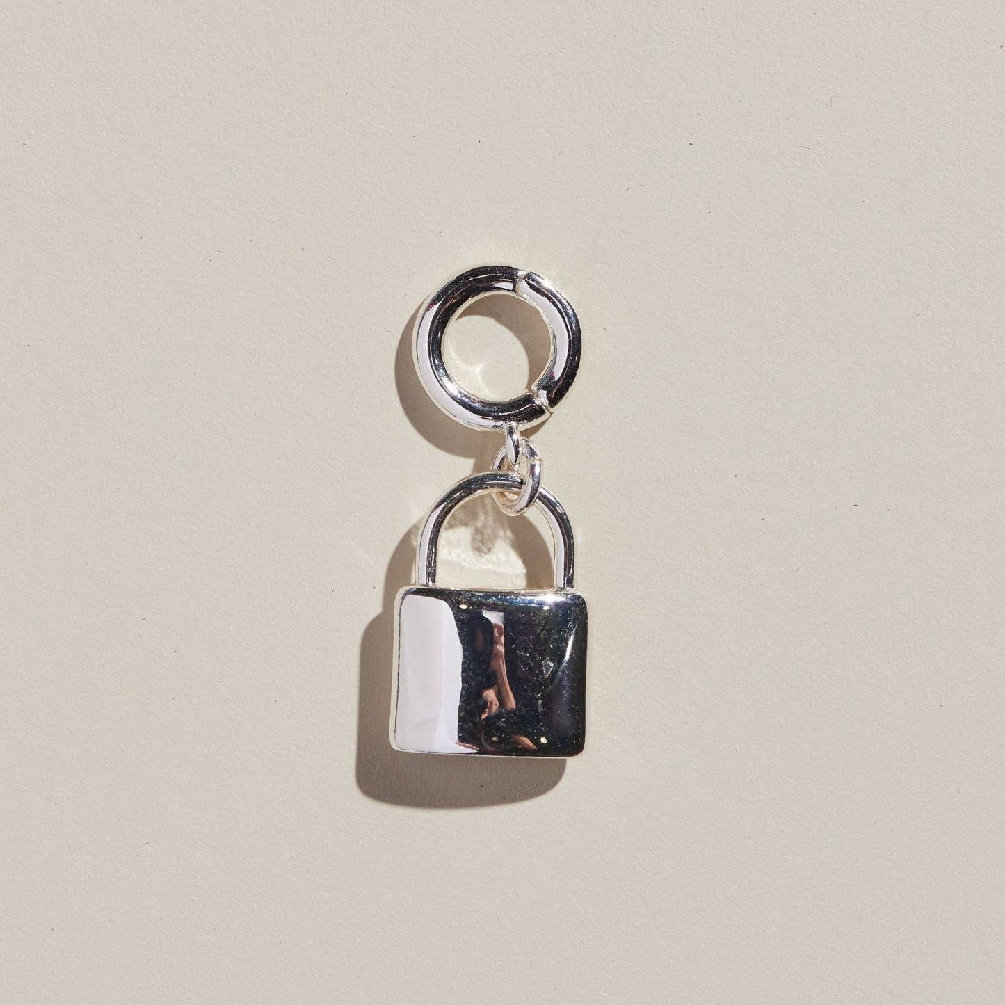 Nickel and Suede - Gold Lock Charm
