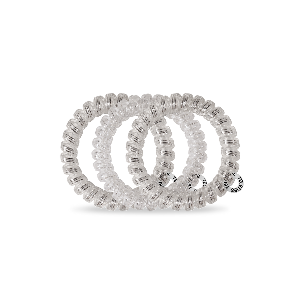 TELETIES - Spiral Hair Coils | Large | Silver Slay Hair Ties
