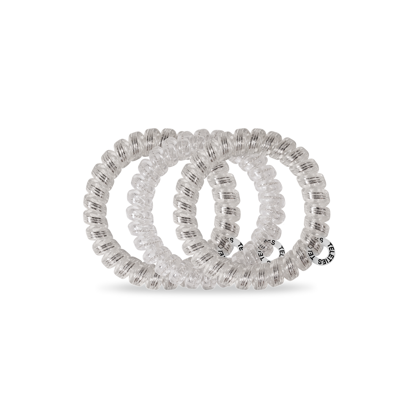 TELETIES - Spiral Hair Coils | Large | Silver Slay Hair Ties