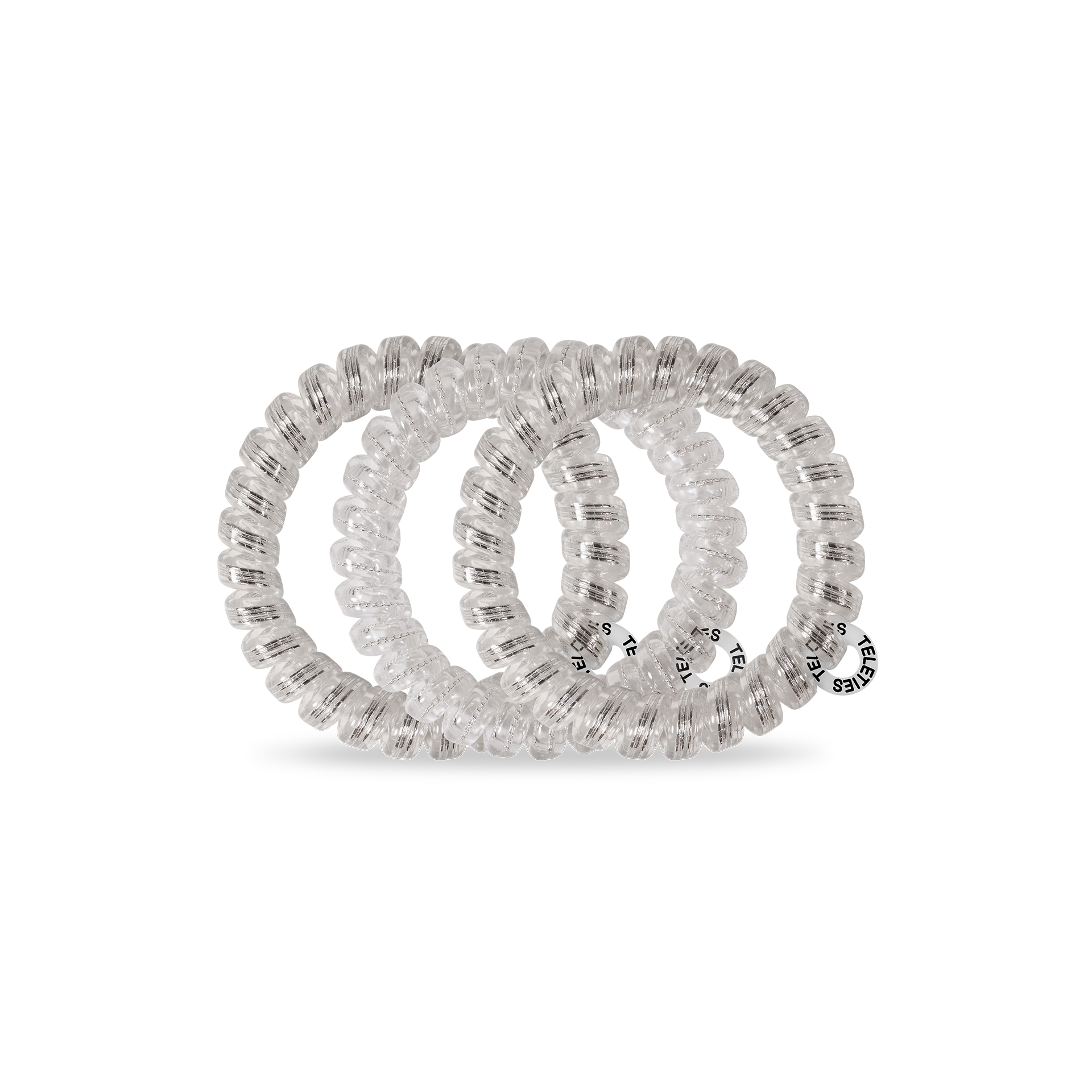 TELETIES - Spiral Hair Coils | Large | Silver Slay Hair Ties