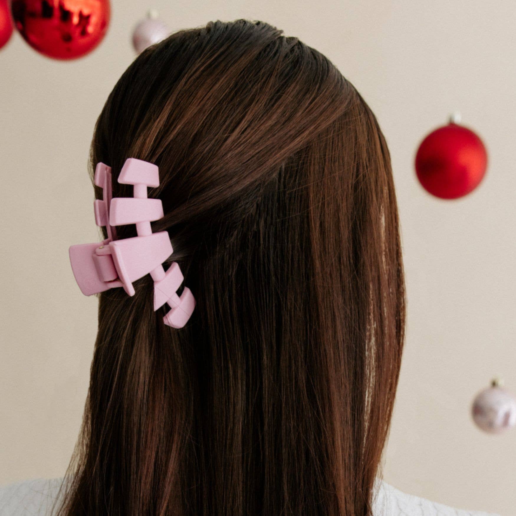TELETIES - Classic Hair Clip | Medium | Merry Pinkmas
