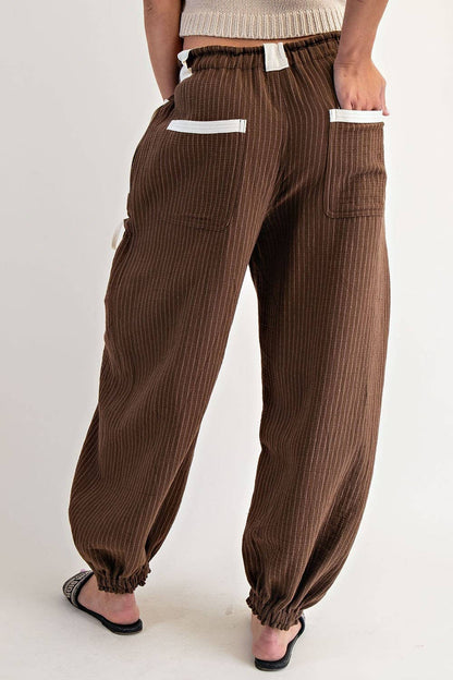 Clara Striped Drawstring Jogger Pants