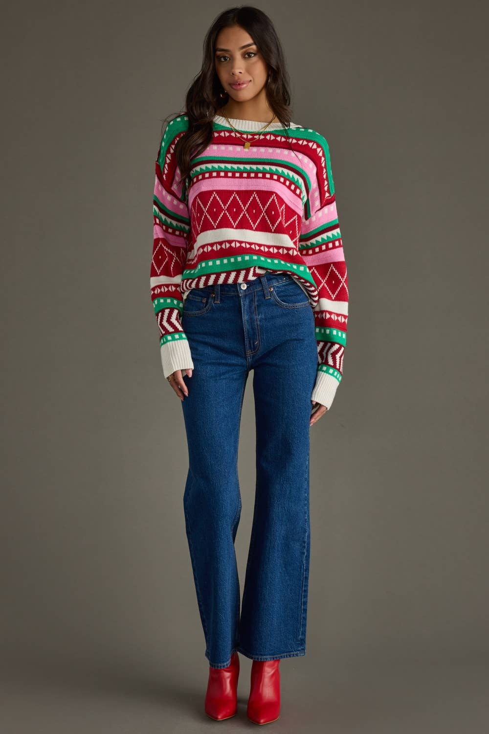 Panache Apparel Co. - Multicolored Winter Pattern Sweater