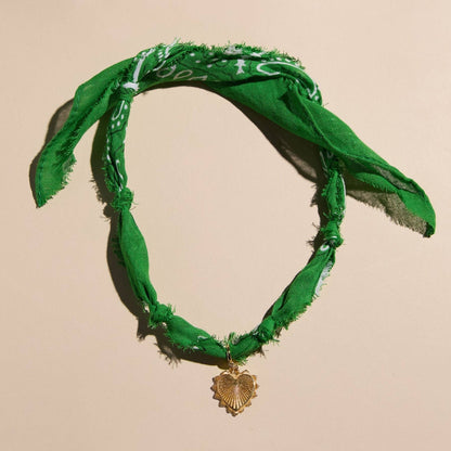 Nickel and Suede - Kelly Green Bandana Necklace