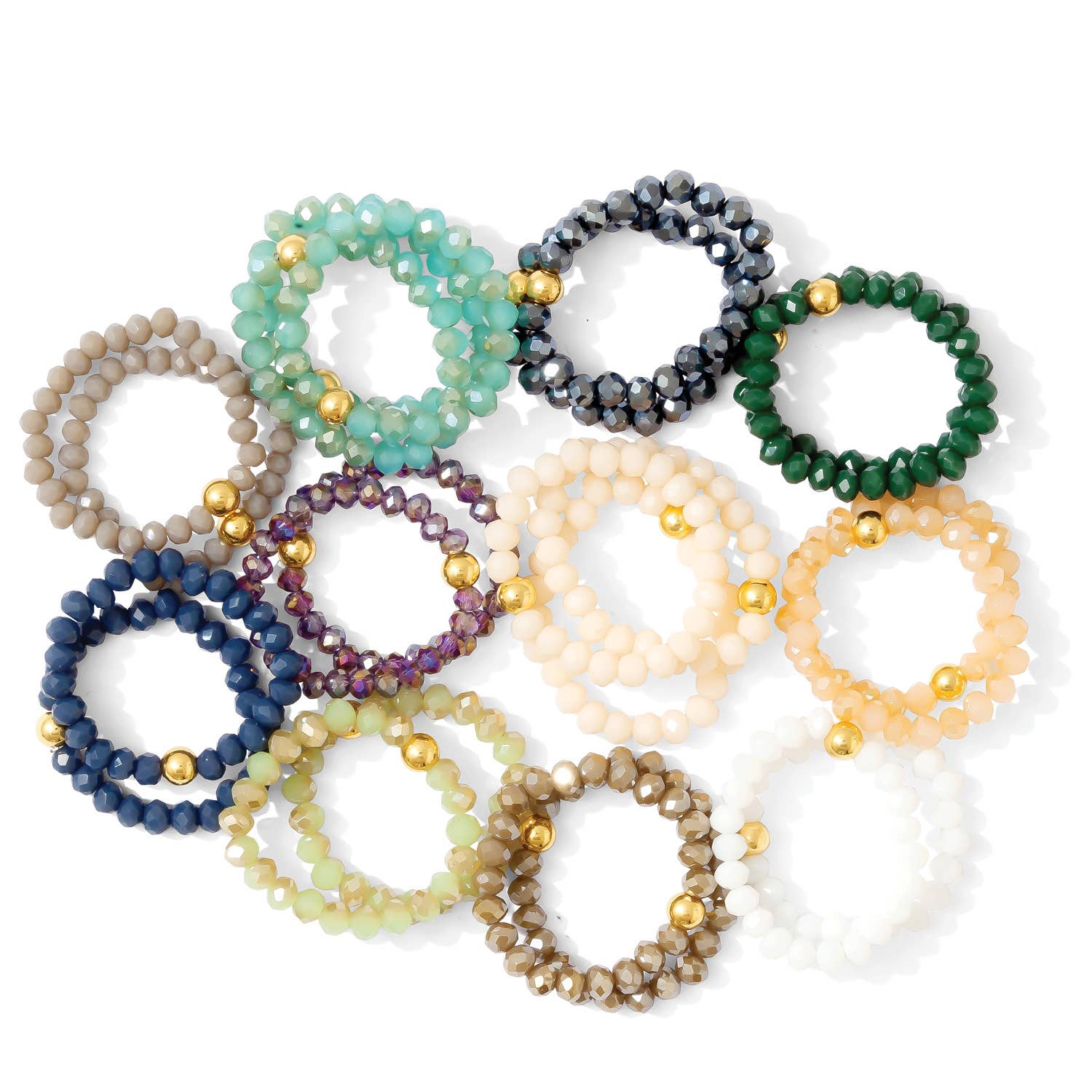 Splendid Iris - Stretch Crystal Rings