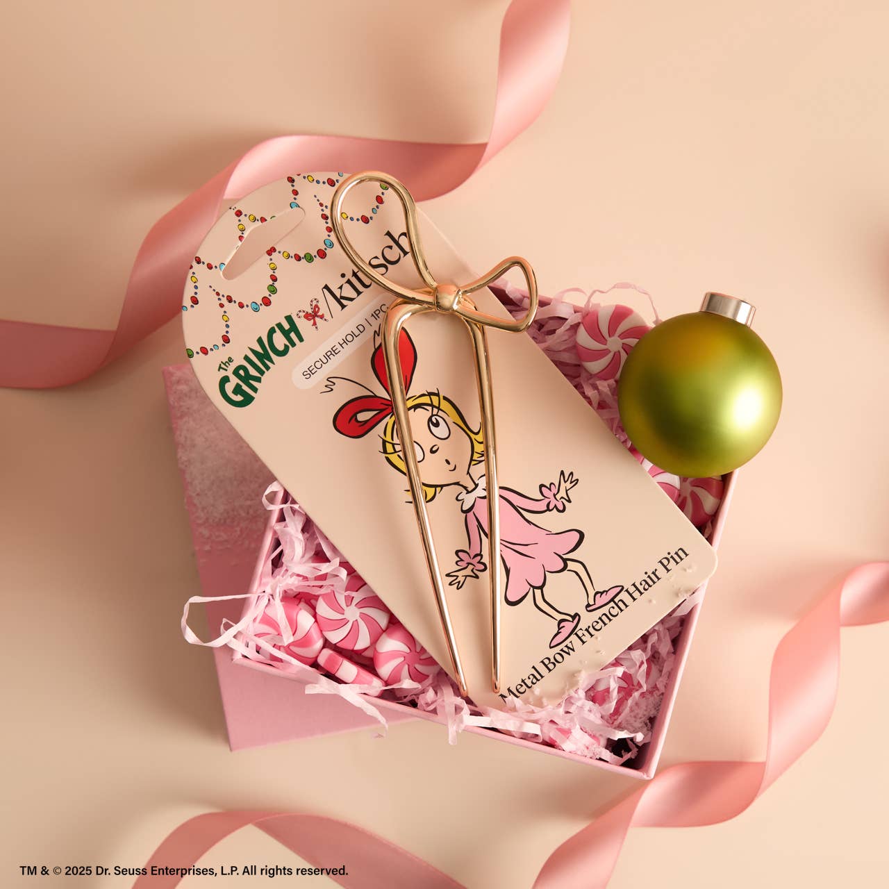 KITSCH - The Grinch x Kitsch Gold Bow French Hair Pin