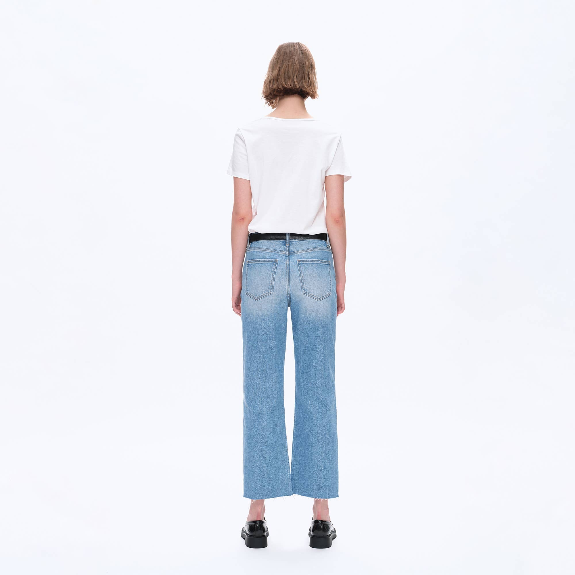 BAYEAS - HIGH RISE RELAXED STRAIGHT DENIM WITH RAW HEM