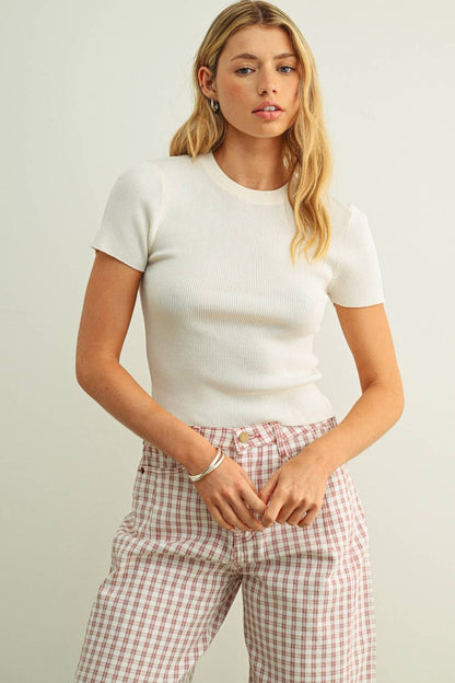 Gretchen Essential Classic Short Sleeve Rib Top