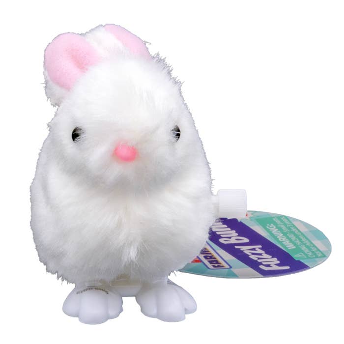 Toysmith - Farm Fresh White Fuzzy Bunny Wind Ups, Spring, Easter