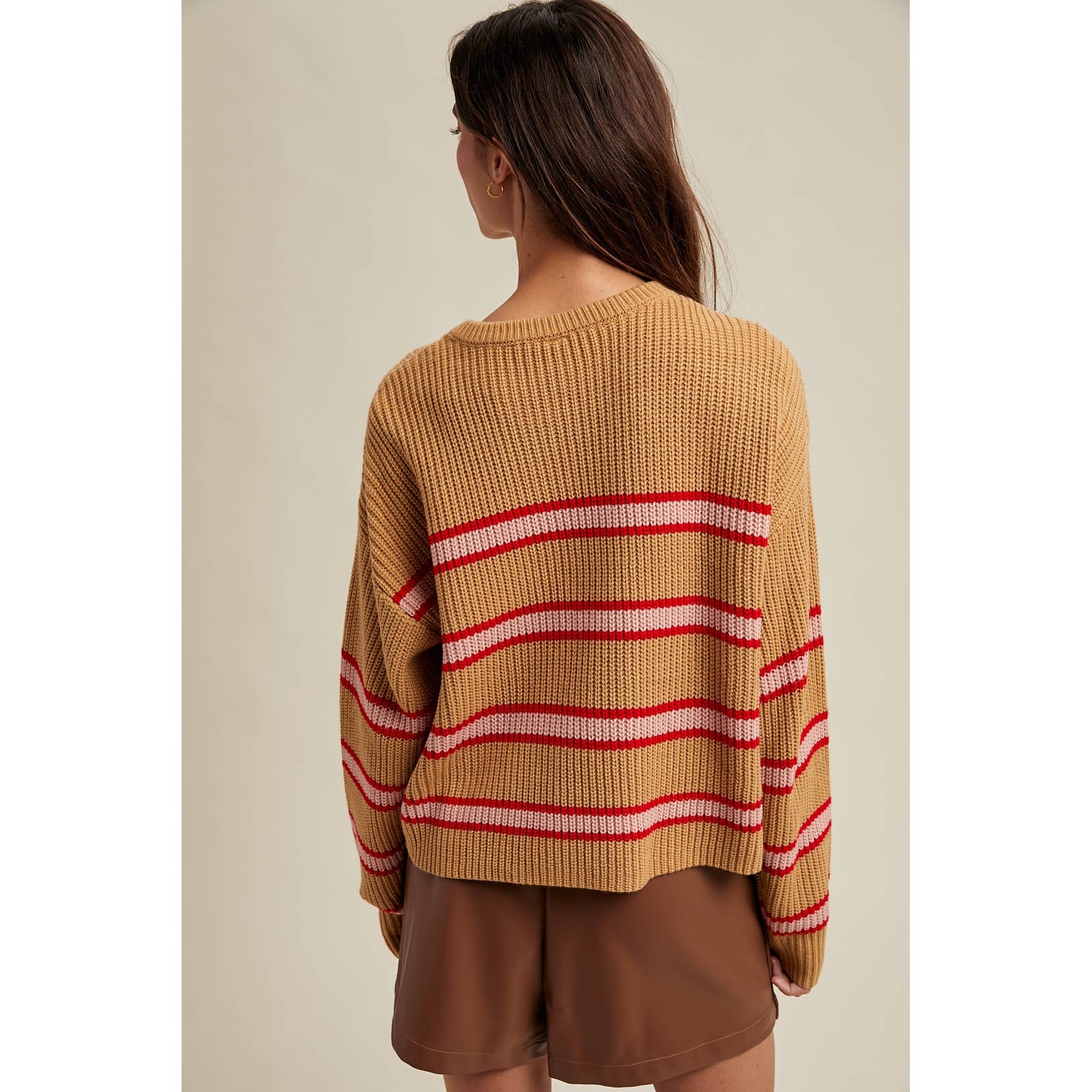 Wishlist Apparel - STRIPED RELAXED CROP KNIT SWEATER