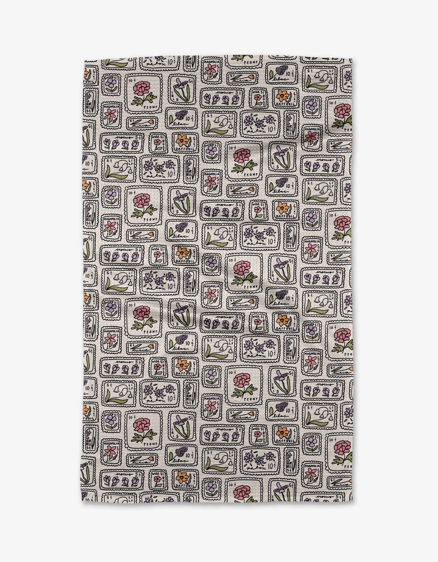 Geometry - Floral Postage Stamps Tea Towel