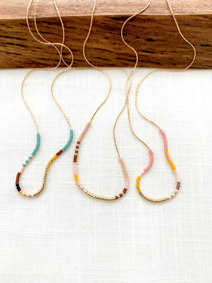 Ocean Breakup - Thin Beaded Necklace - Desert Collection