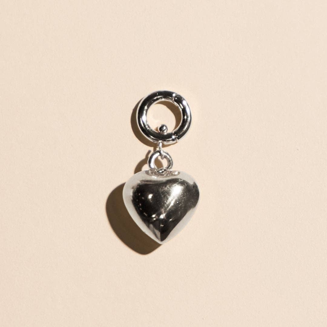 Nickel and Suede - Silver Puffy Heart Charm