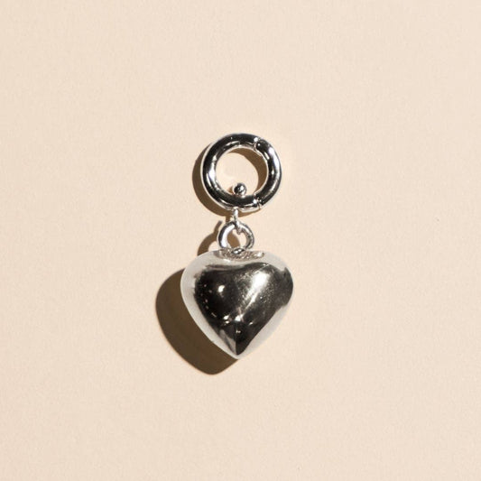 Nickel and Suede - Silver Puffy Heart Charm