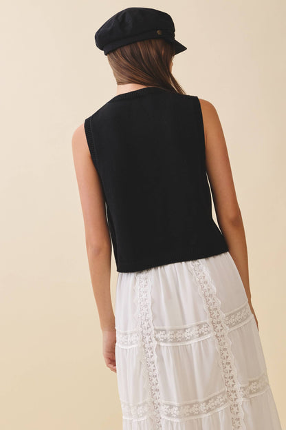 Camille Button Front Knit Vest Top