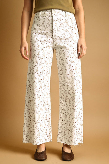 Tessa Floral Print Pants - Toasted Vanilla