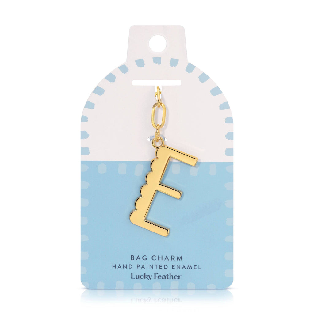 Lucky Feather - Enamel Bag Charm / Keychain - Letter - E