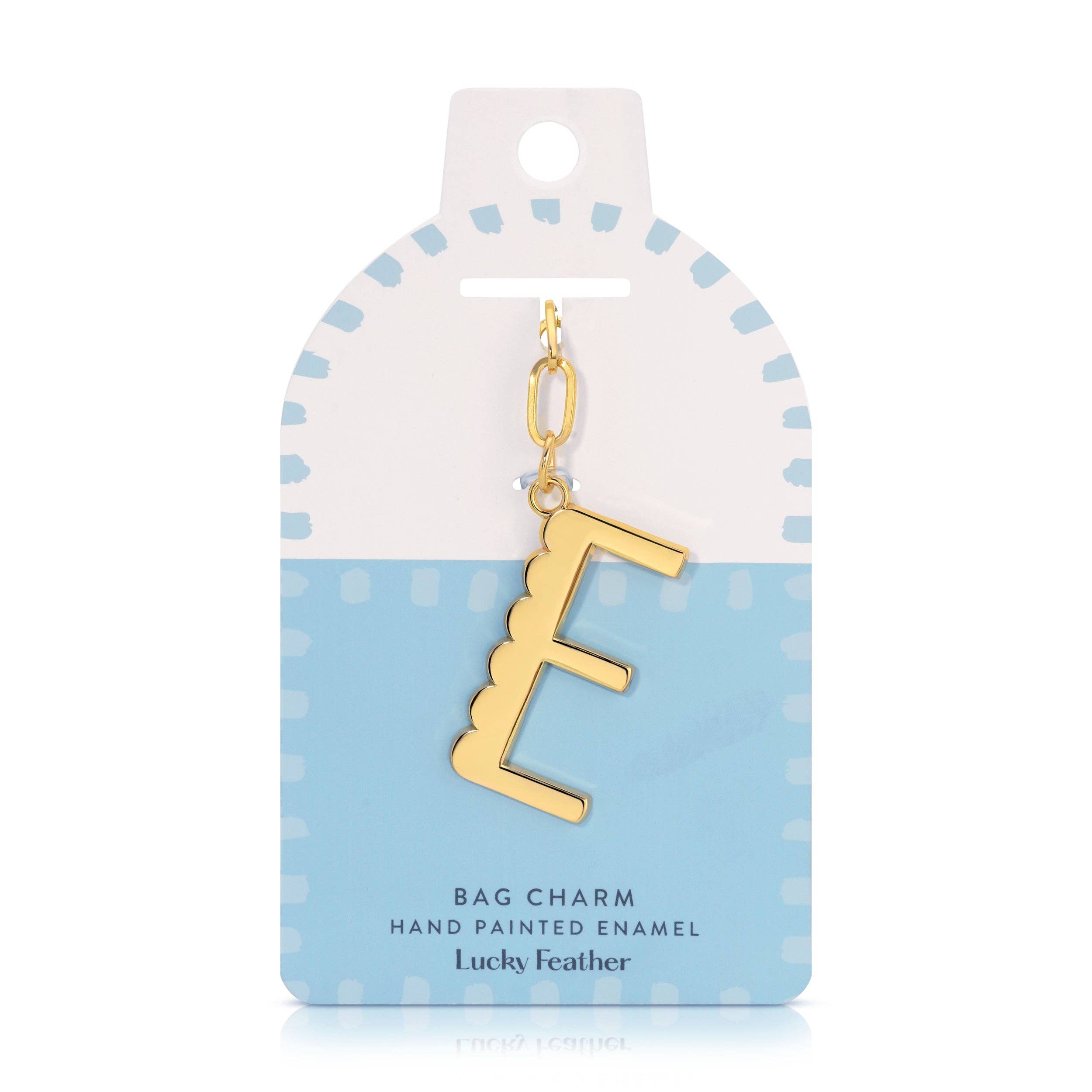 Lucky Feather - Enamel Bag Charm / Keychain - Letter - E